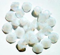 25 9mm Milky White Opal Three Petal Flower Drop Beads